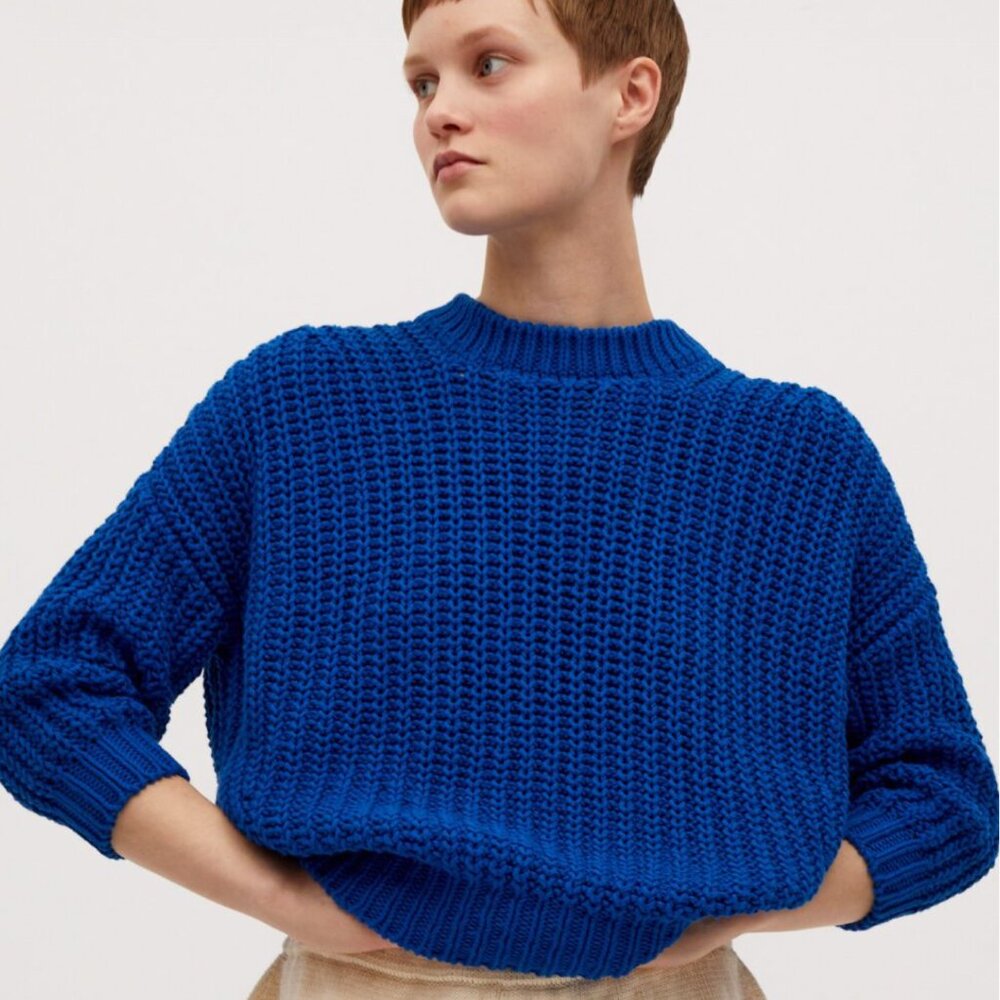 Babaa jumper no18 rio - gently worn gorgeous blue one size cotton sweater